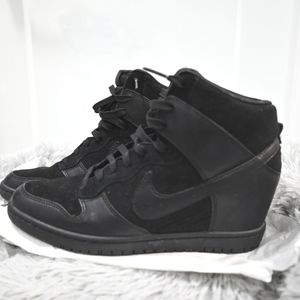 Nike dunk sky high wedges 10 leather suede